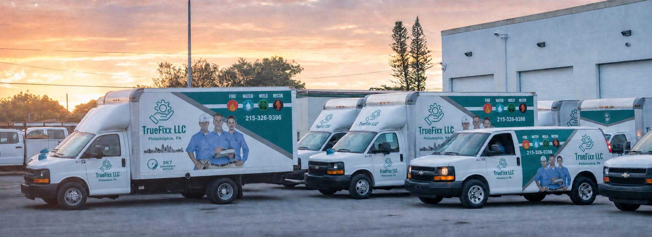 TrueFixx fleet vehicles ready for commercial facility service